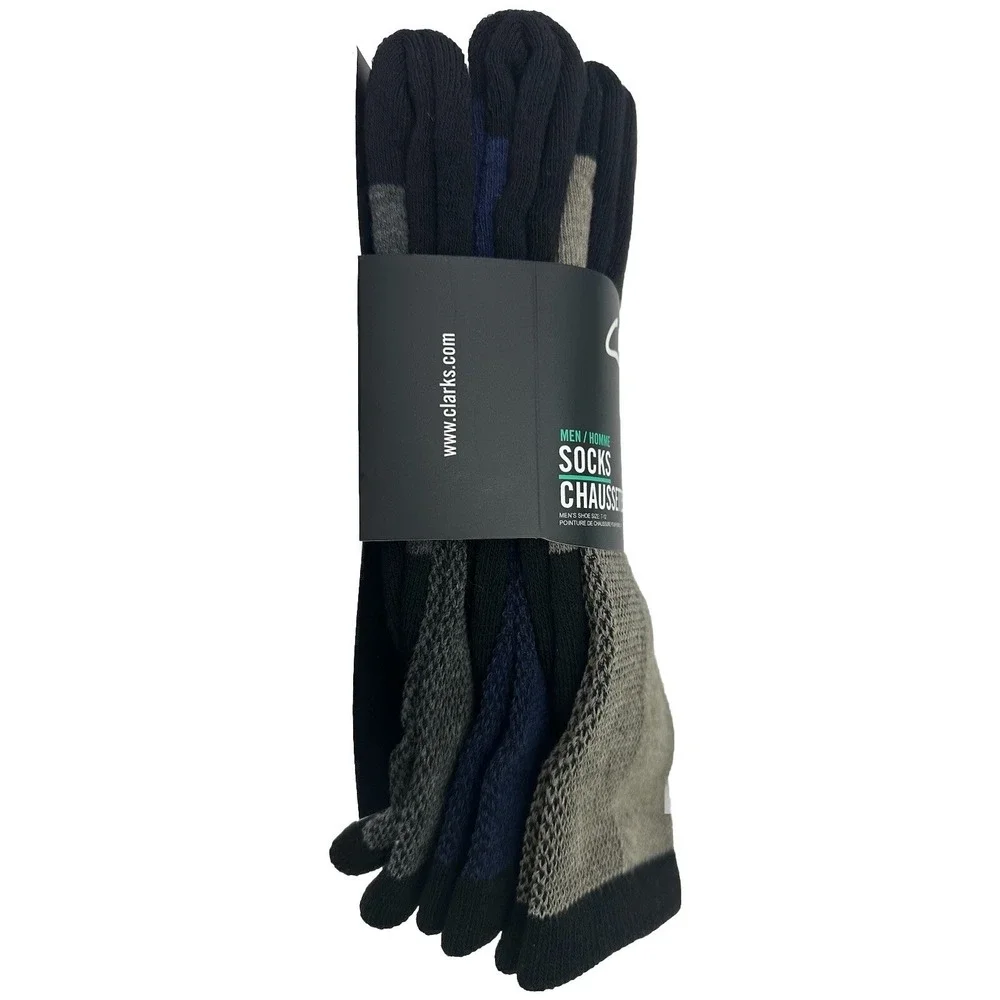 Clarks Men's Half Cushion Air‎ Channel Arch Support Socks 3 Pack, Crew Size L